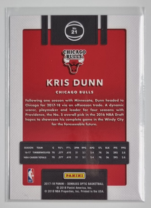 2017-18 Donruss Optic #21 Kris Dunn – Image 2