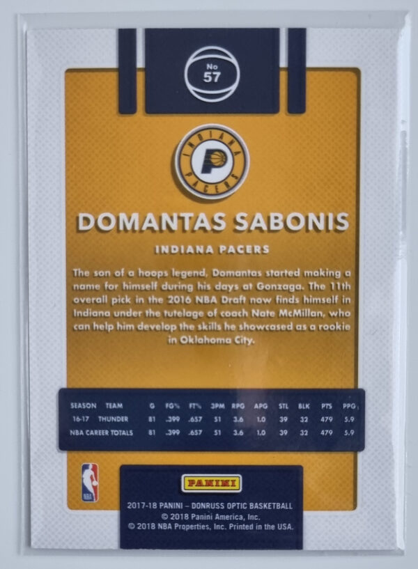 2017-18 Donruss Optic #57 Domantas Sabonis – Image 2