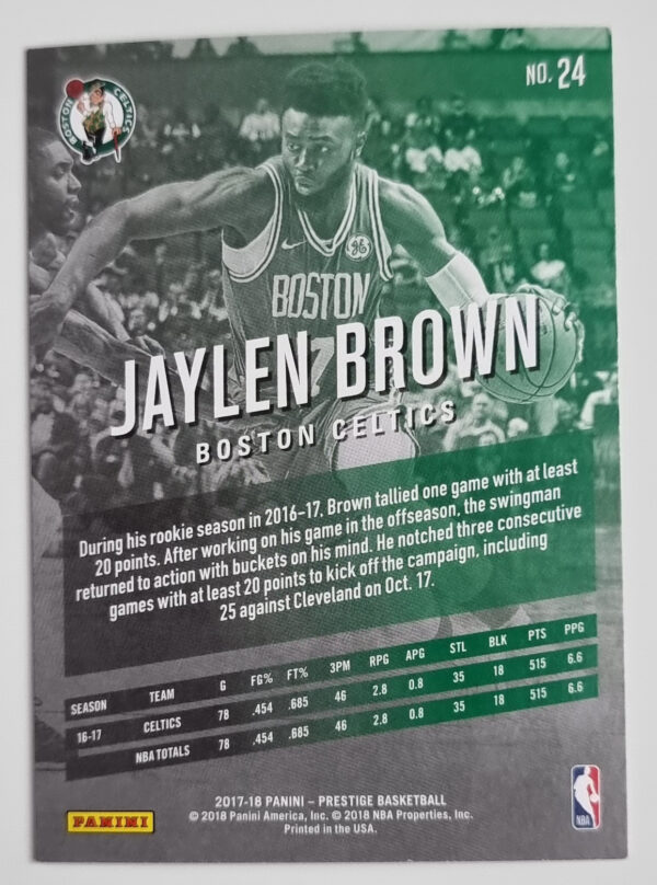 2017-18 Prestige #24 Jaylen Brown – Image 2
