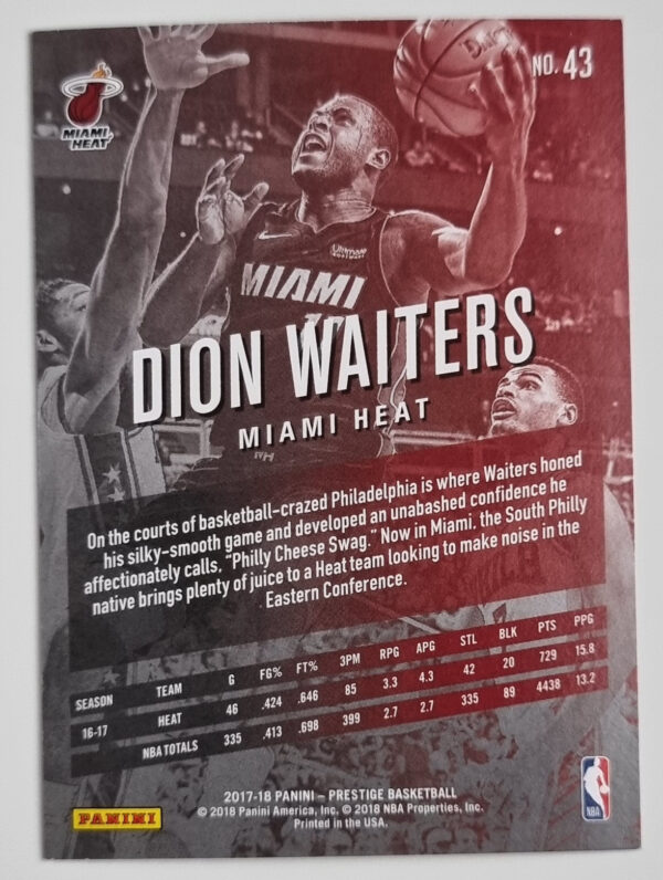 2017-18 Prestige #43 Dion Waiters – Image 2