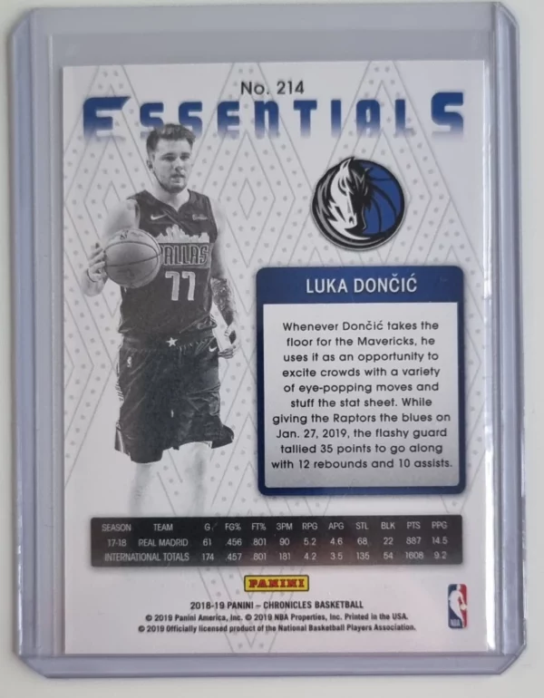 2018-19 Panini Chronicles #214 Luka Doncic/Essentials – Image 2