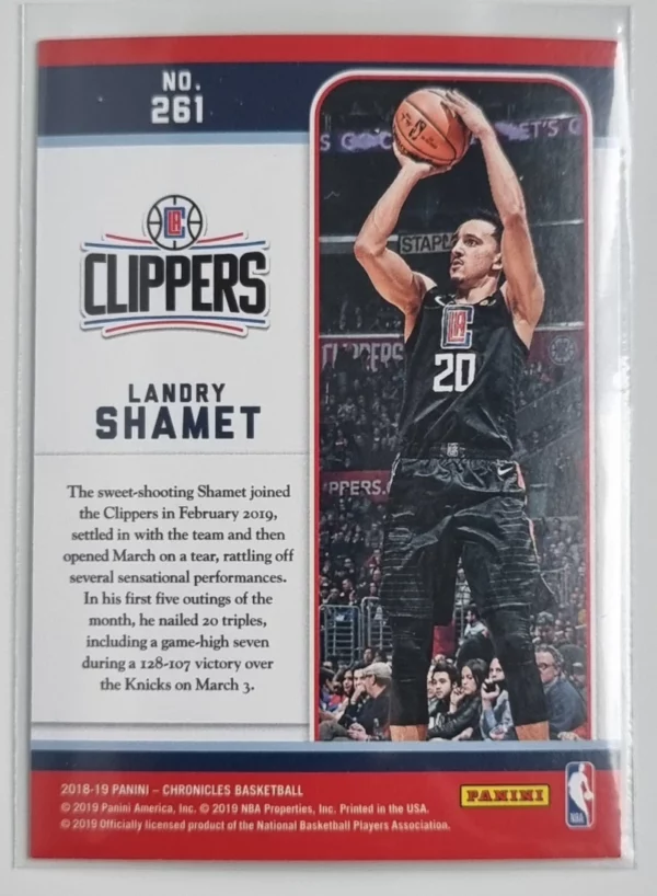 2018-19 Panini Chronicles #261 Landry Shamet/Marquee – Image 2