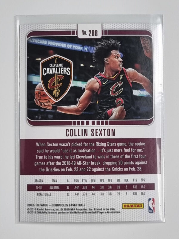 2018-19 Panini Chronicles #288 Collin Sexton/Studio – Image 2