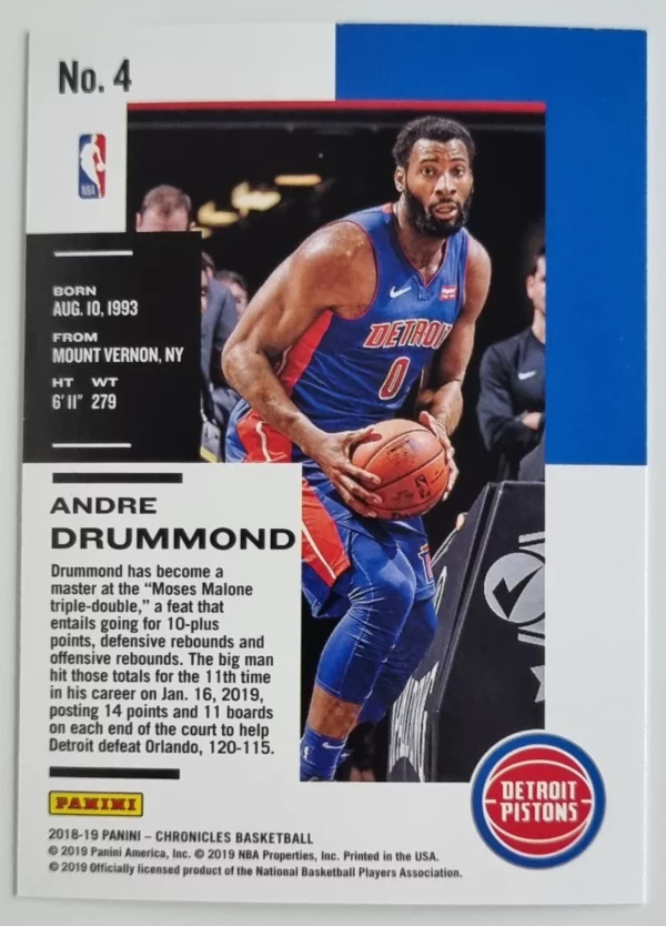 2018-19 Panini Chronicles #4 Andre Drummond – Image 2
