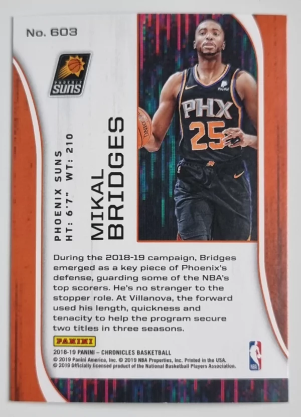 2018-19 Panini Chronicles #603 Mikal Bridges/Rookies and Stars – Image 2