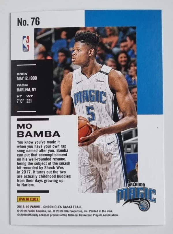 2018-19 Panini Chronicles Bronze #76 Mo Bamba – Image 2
