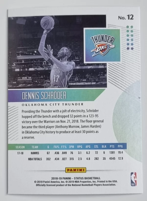 2018-19 Panini Status #12 Dennis Schroder – Image 2