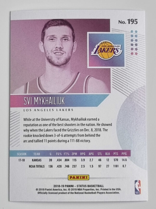 2018-19 Panini Status #195 Svi Mykhailiuk – Image 2