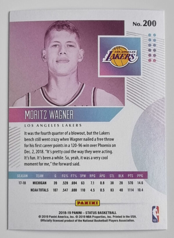 2018-19 Panini Status #200 Moritz Wagner – Image 2