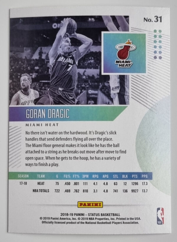 2018-19 Panini Status #31 Goran Dragic – Image 2