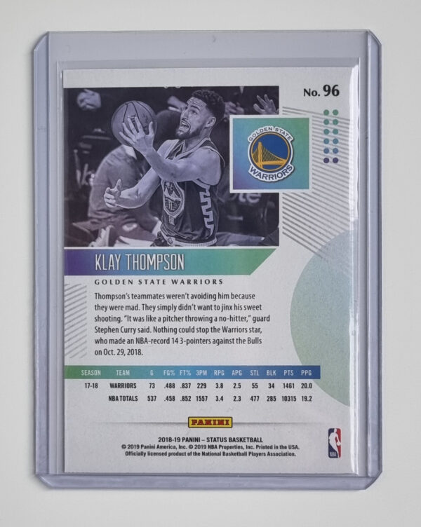 2018-19 Panini Status #96 Klay Thompson – Image 2