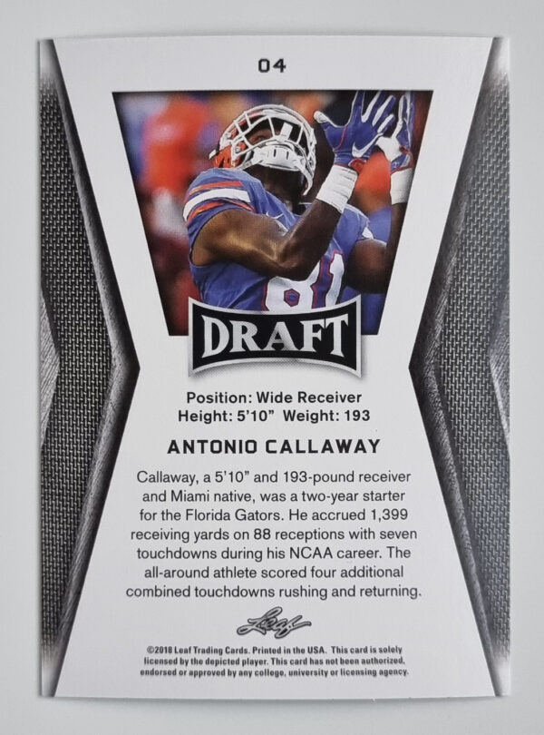 2018 Leaf Draft #4 Antonio Callaway – Image 2