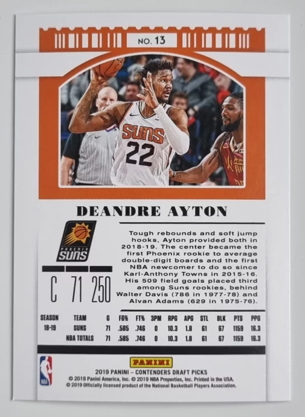 2019-20 Panini Contenders Draft Picks #13 Deandre Ayton – Image 2