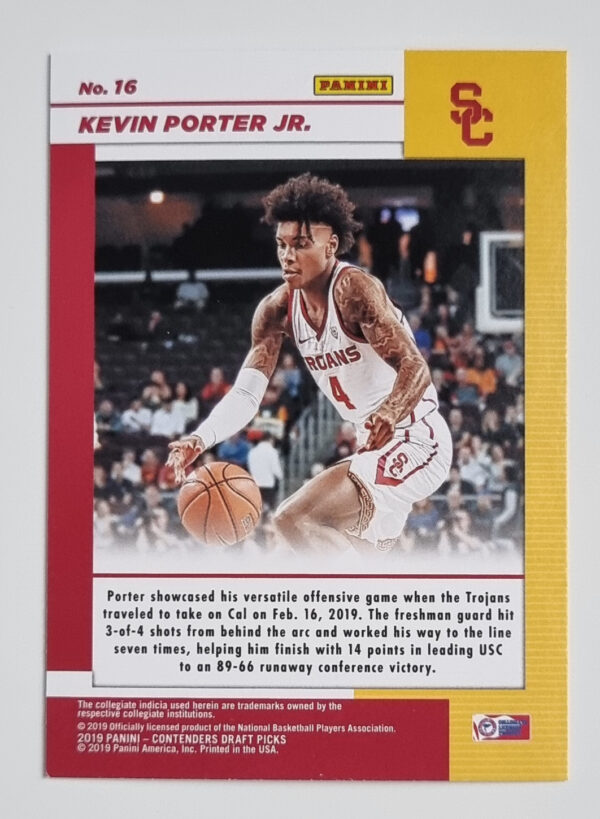 2019-20 Panini Contenders Draft Picks Game Day Tickets #16 Kevin Porter Jr. – Image 2