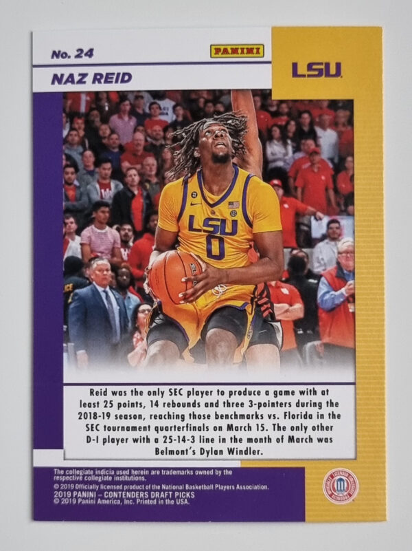 2019-20 Panini Contenders Draft Picks Game Day Tickets #24 Naz Reid – Image 2