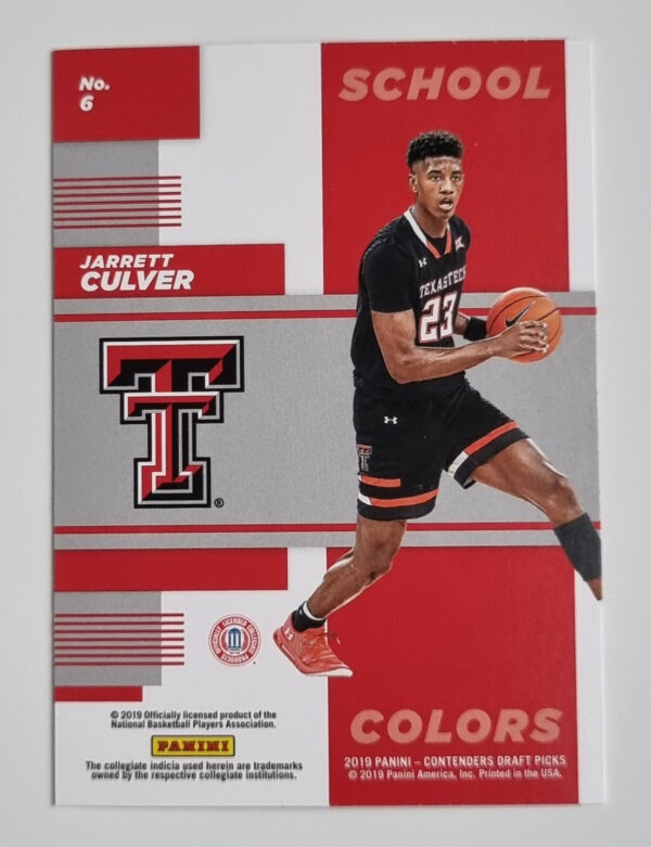 2019-20 Panini Contenders Draft Picks School Colors #6 Jarrett Culver – Image 2