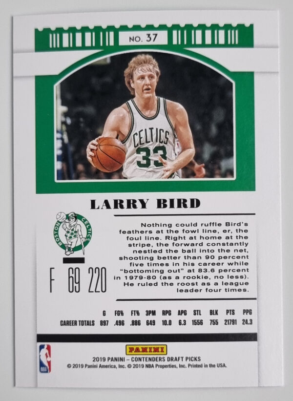 2019-20 Panini Contenders Draft Picks Season Ticket #37 Larry Bird – Image 2