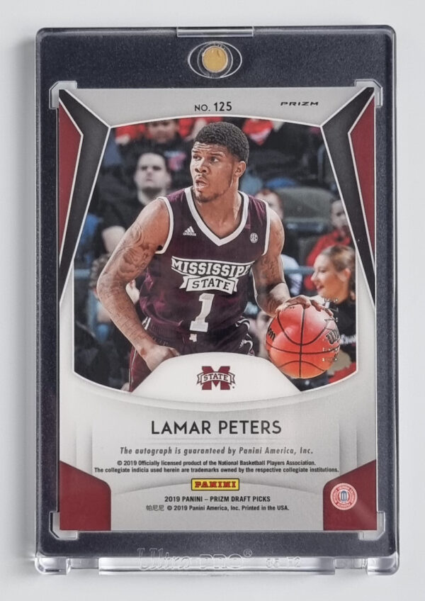 2019-20 Panini Prizm Draft Picks Autographs Prizms Neon Green #125 Lamar Peters/125 – Image 2