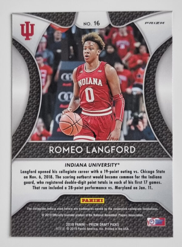 2019-20 Panini Prizm Draft Picks Prizms Red #16 Romeo Langford – Image 2