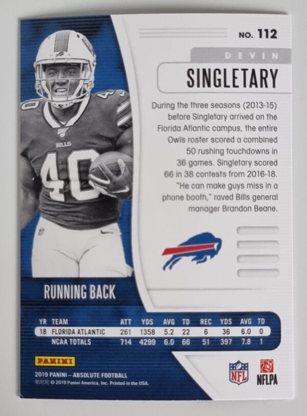 2019 Absolute #112 Devin Singletary RC – Image 2