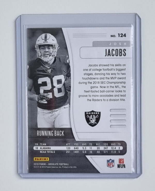 2019 Absolute #124 Josh Jacobs RC – Image 2