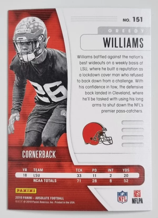 2019 Absolute #151 Greedy Williams RC – Image 2