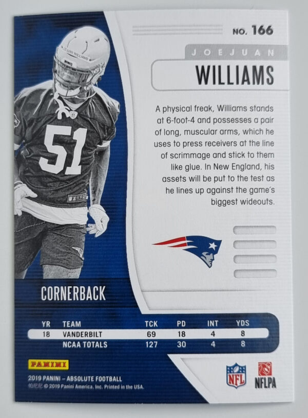 2019 Absolute #166 Joejuan Williams RC – Image 2