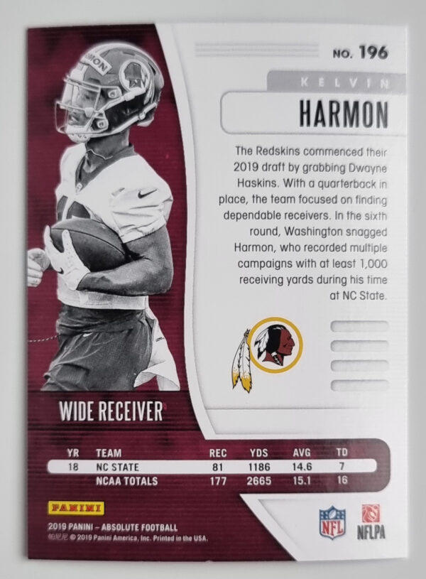 2019 Absolute #196 Kelvin Harmon RC – Image 2