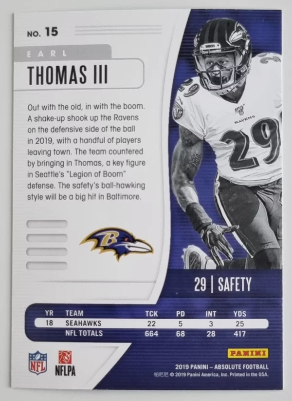 2019 Absolute Retail #15 Earl Thomas III – Image 2