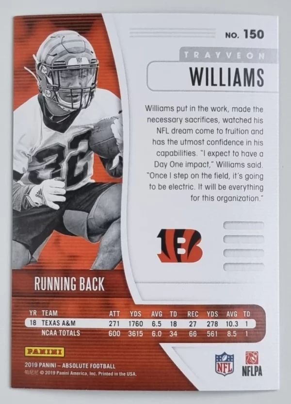 2019 Absolute Retail #150 Trayveon Williams – Image 2