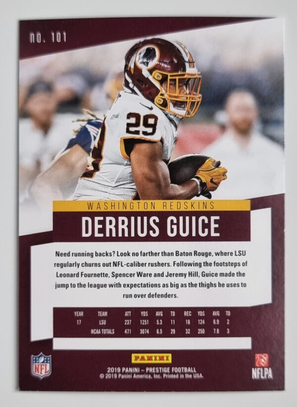 2019 Prestige #101 Derrius Guice – Image 2