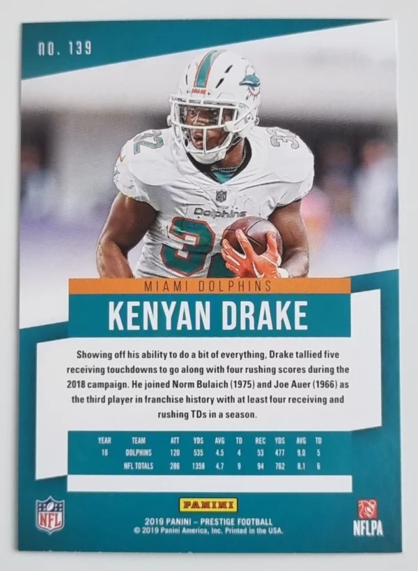 2019 Prestige #139 Kenyan Drake – Image 2
