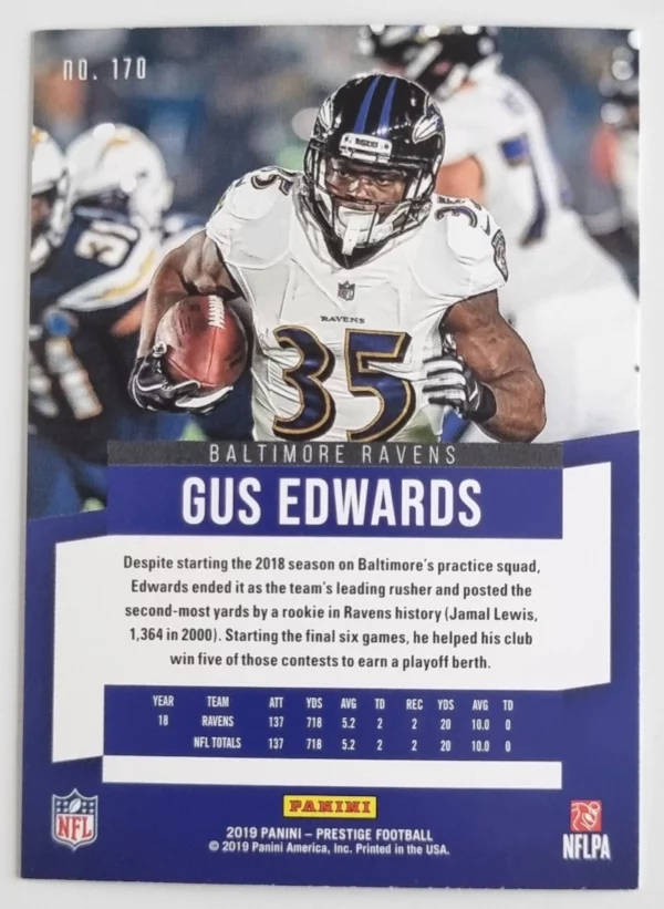 2019 Prestige #170 Gus Edwards – Image 2