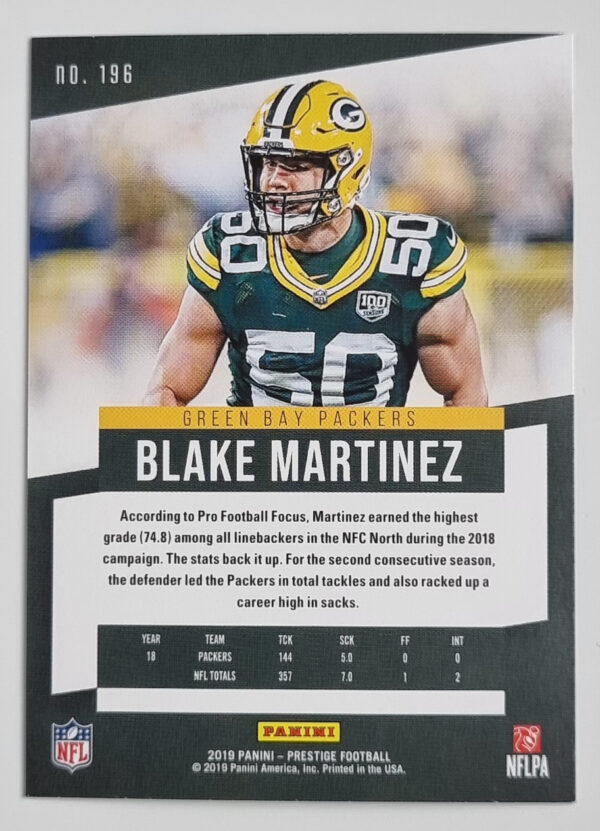 2019 Prestige #196 Blake Martinez – Image 2