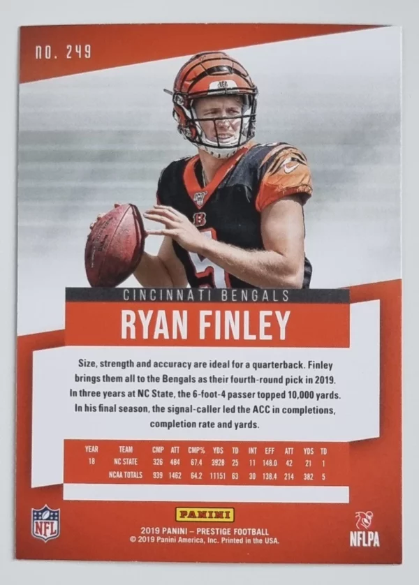 2019 Prestige #249 Ryan Finley RC – Image 2