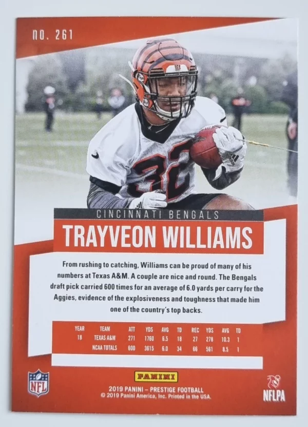 2019 Prestige #261 Trayveon Williams RC – Image 2