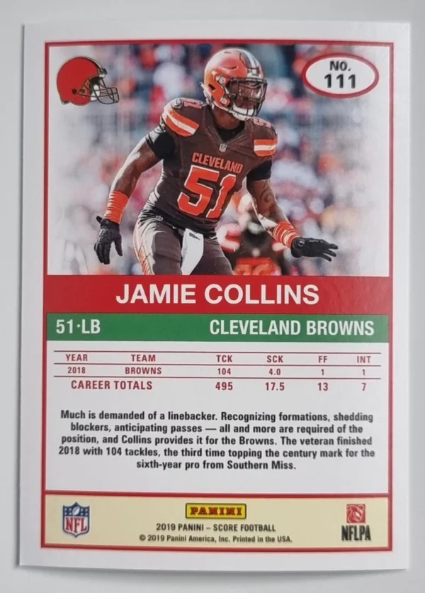 2019 Score #111 Jamie Collins – Image 2