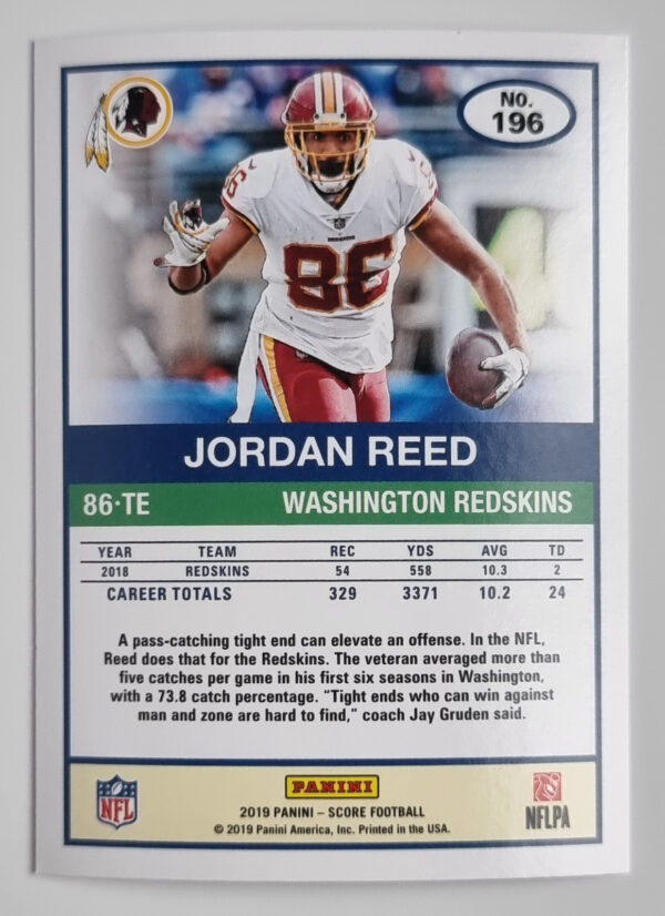 2019 Score #196 Jordan Reed – Image 2