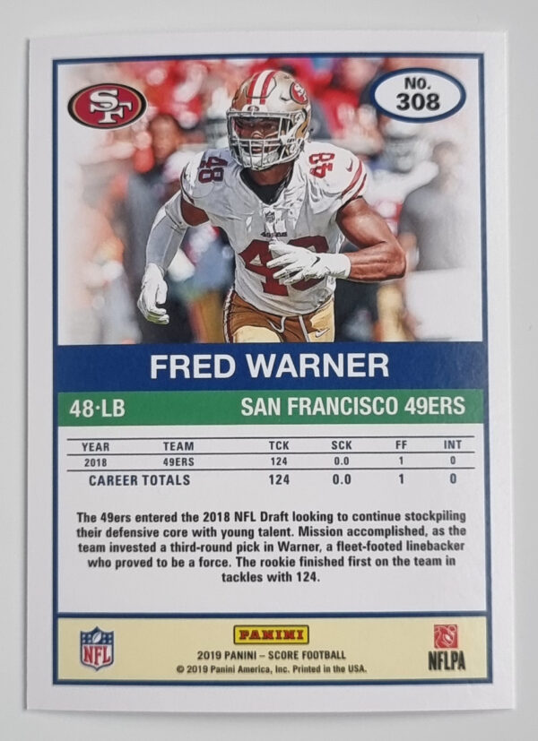 2019 Score #308 Fred Warner – Image 2