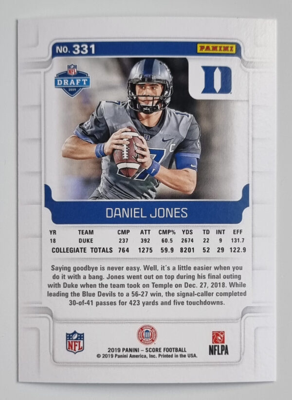 2019 Score #331 Daniel Jones RC – Image 2