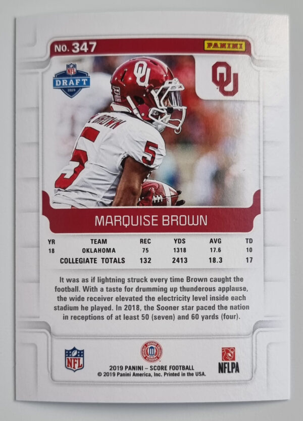 2019 Score #347 Marquise Brown RC – Image 2