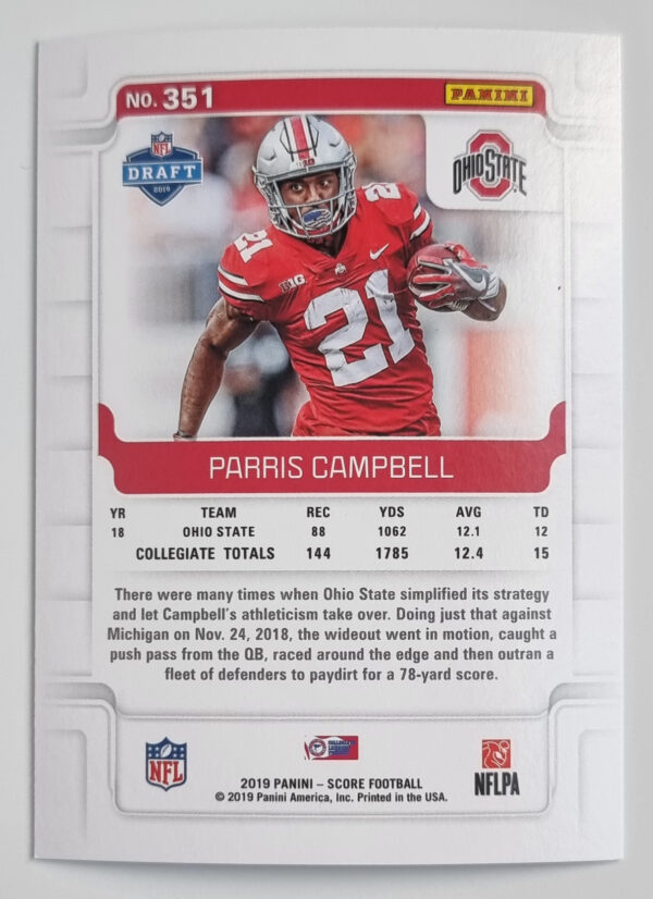 2019 Score #351 Parris Campbell RC – Image 2