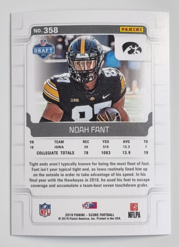 2019 Score #358 Noah Fant RC – Image 2