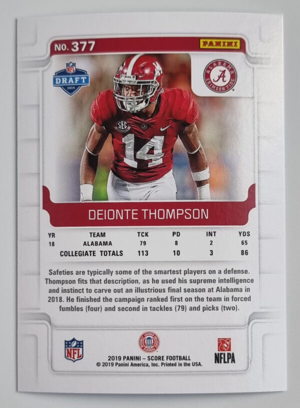 2019 Score #377 Deionte Thompson RC – Image 2