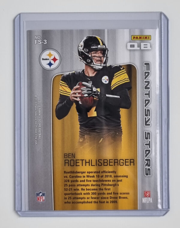 2019 Score Fantasy Stars #3 Ben Roethlisberger – Image 2