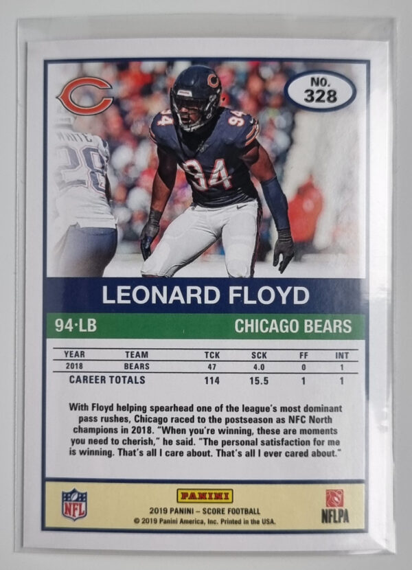 2019 Score Gold #328 Leonard Floyd – Image 2