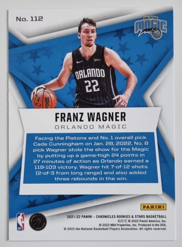 2021-22 Panini Chronicles #112 Franz Wagner/Rookies and Stars – Image 2