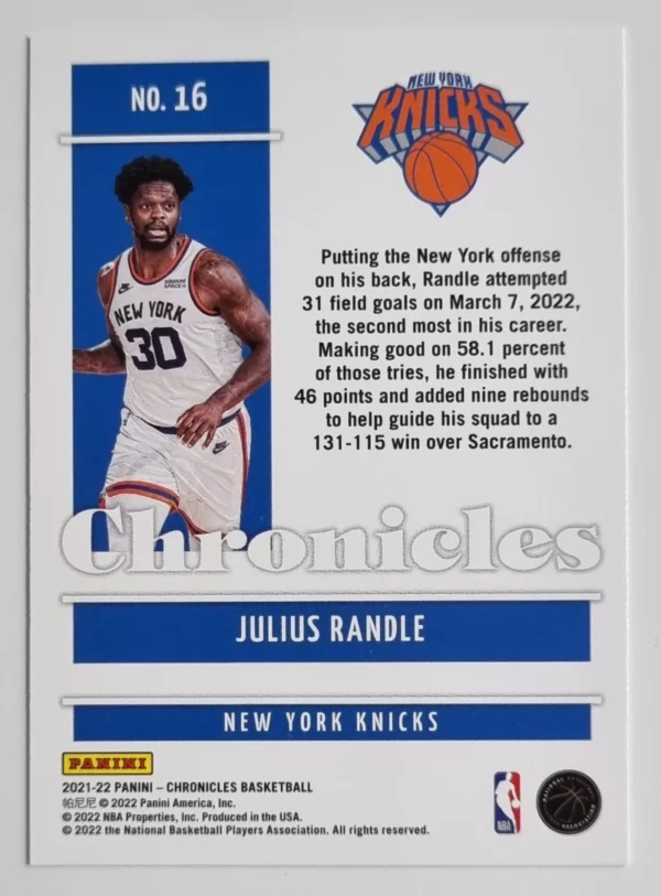 2021-22 Panini Chronicles #16 Julius Randle – Image 2