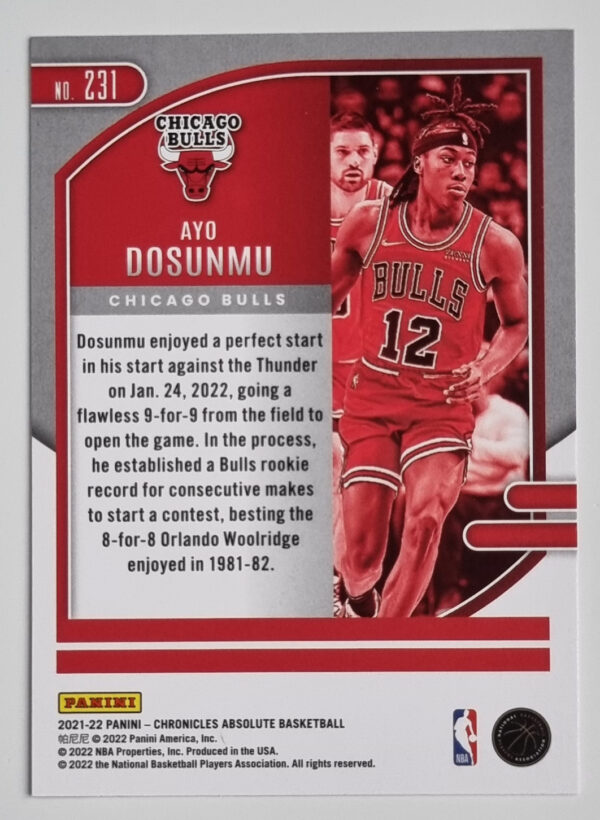 2021-22 Panini Chronicles #231 Ayo Dosunmu/Absolute – Image 2