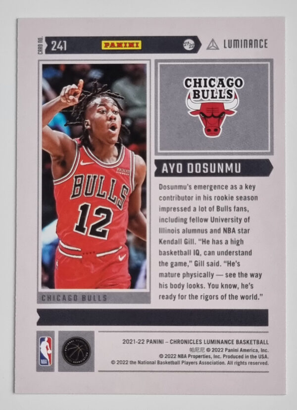 2021-22 Panini Chronicles #241 Ayo Dosunmu/Luminance – Image 2